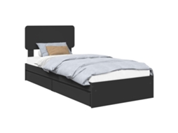 Cama com Armazenamento Preto 90x190 cm Madeira Processada MAISON EXCLUSIVE