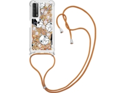 Correia Protetor Bulldog Francês para Huawei Huawei P Smart 2021/Y7A HONGWE. Pele Sintética