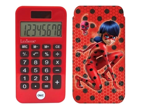 Calculadora de Bolso Miraculous Ladybug Funções de Cálculos Clássicos e Evoluìdos Capa Protetora Rígida com Bateria Vermelho com Preto C45Mi