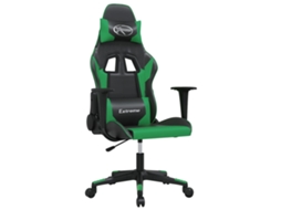 Cadeira gaming massagens VIDAXL couro artificial preto e verde