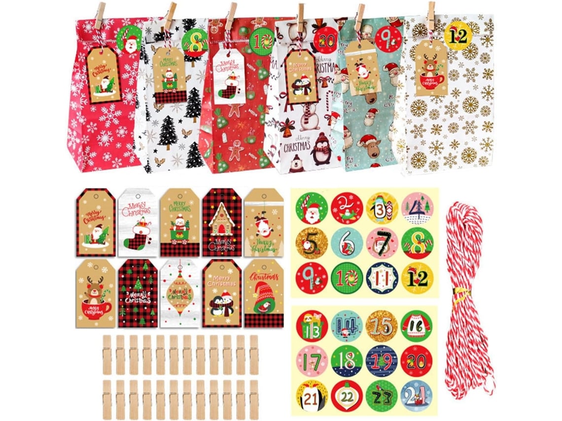 Conjunto Com 24 De Presente De Natal Papel, Para Presentes Modelo 316