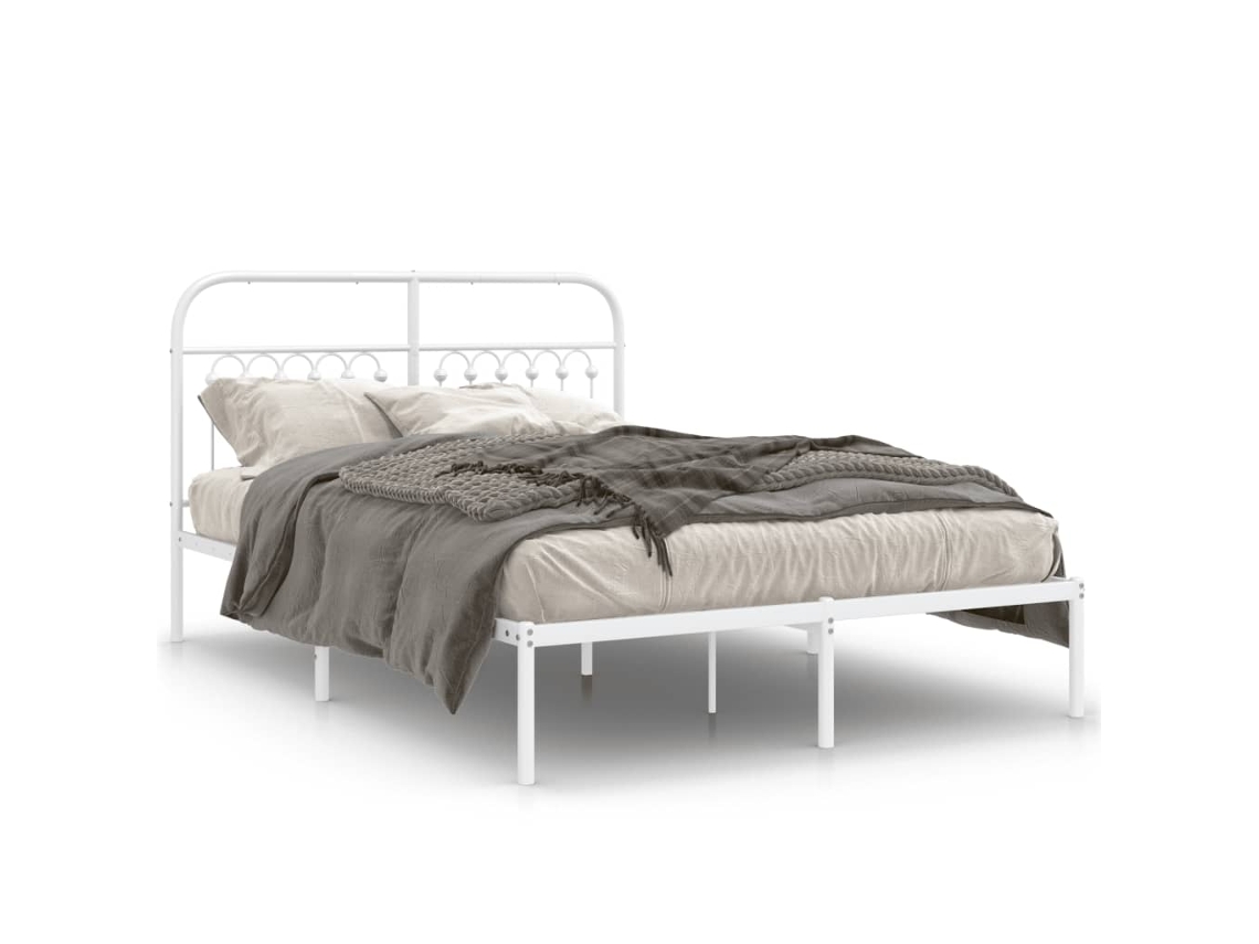 Estrutura de Cama com Cabeceira Metal Branco MAISON EXCLUSIVE 140x190 cm