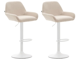 Conjunto de 2 bancos de bar em tecido Braga creme/branco CLP