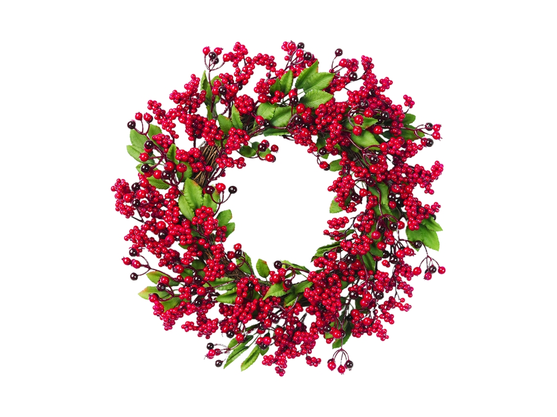 Wreath De Flores De Frutas Vermelhas Simuladas Redução Volume Armazenagem