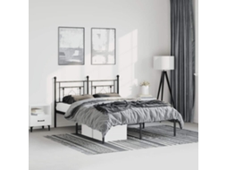 Vidaxl Estrutura De Cama Em Metal Com Cabeceira 150x200 Cm Preto