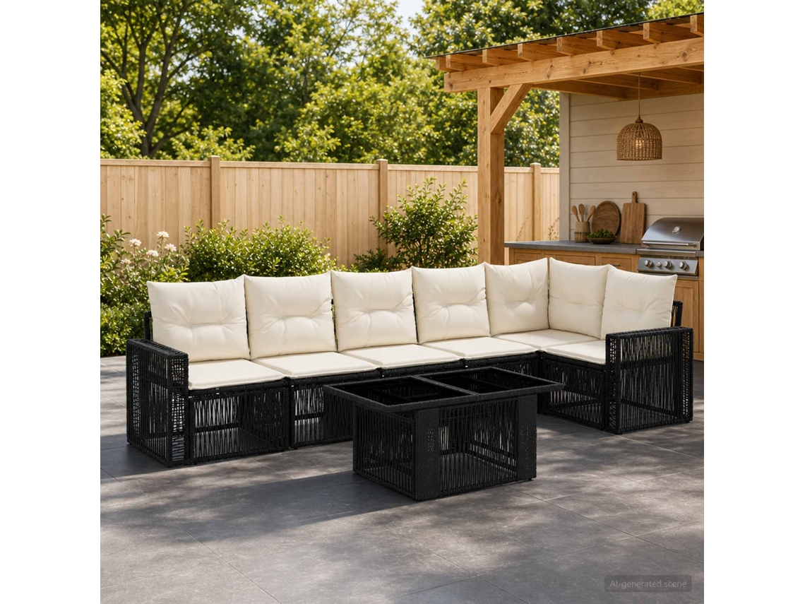 Vidaxl Conjunto De Sofá De Jardim 7 Unid. 6-número De Lugares