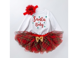Conjunto de Saia Macacão de Bebê de Roupas de Natal 73Cm