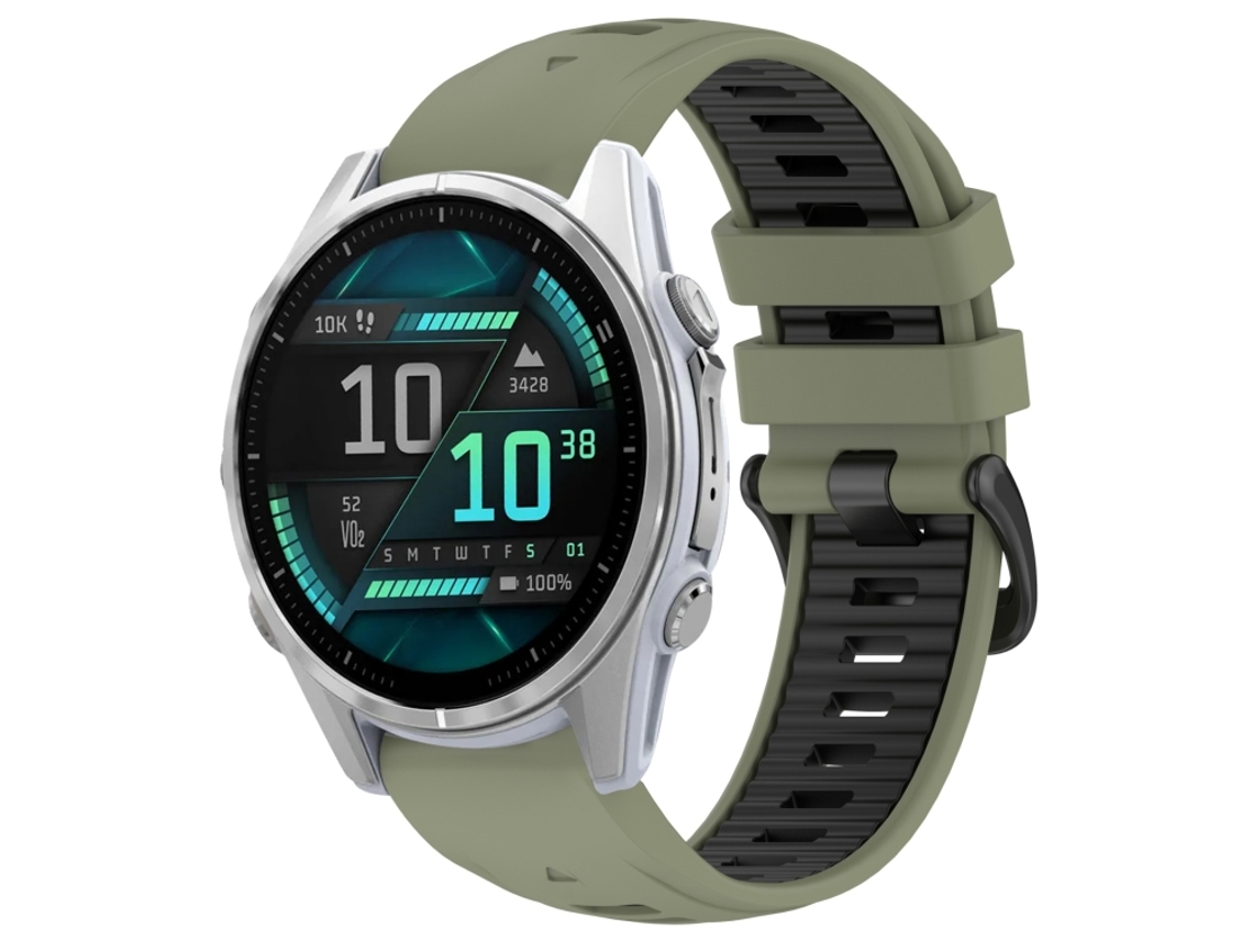Bracelete para Garmin Fenix 8 Amoled Silicone Fivela de Aço Duas Cores Liberação Rápida Verde Militar + Preto XIAOMOYU (43mm)