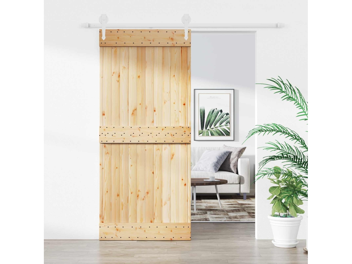 Vidaxl Porta Deslizante 90 X 210 Cm Natural E Branco