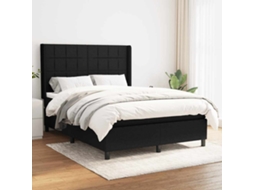 Vidaxl Cama Com Molas/colchão 140x190 Cm Tecido Preto