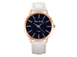 Relógio de Pulso Feminino Stylish com Pulseira de Couro Quarts Branco