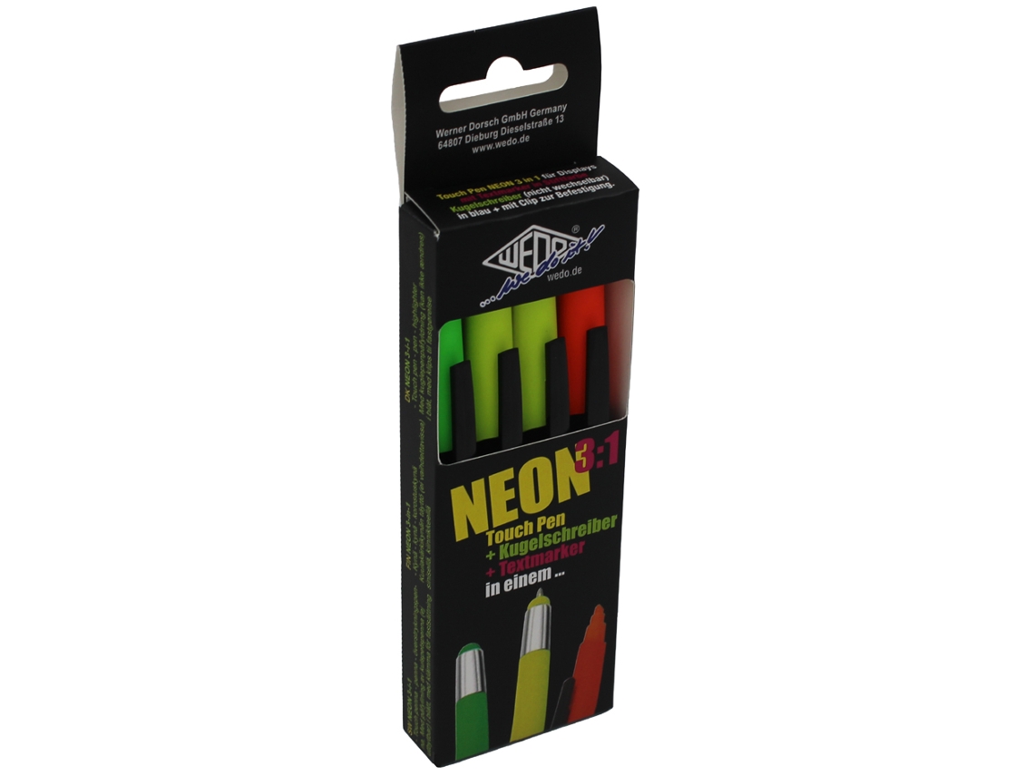 Caneta Stylus WEDO 3 em 1 Neon Caixa com 4