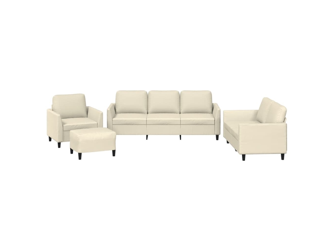 Maison Exclusive - 4 Pcs Conjunto Sofás C/ Almofadões Couro Artificial Cor Creme