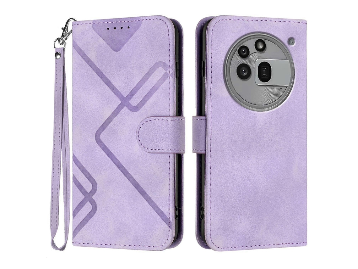 Capa Para Celular Nothing Phone 3a Pro Em Couro Sintético Com Padrão De Linhas E Toque Aveludado