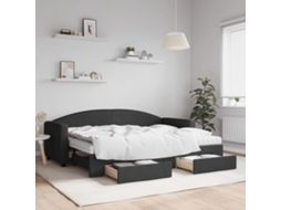 Vidaxl Sofá-cama Com Gavetão E Gavetas 80x200 Cm Tecido Preto