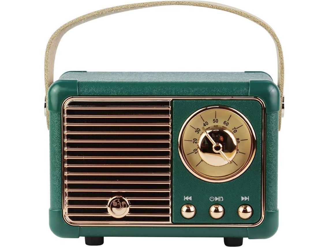 Caixa de Som Bluetooth Retro Portátil com USB TF AUX Verde S/MARCA