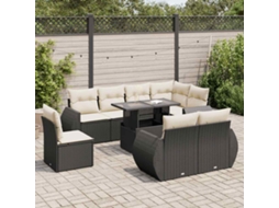 Vidaxl 9 Pcs Conjunto De Sofás P/ Jardim C/ Almofadões Vime Pe Preto