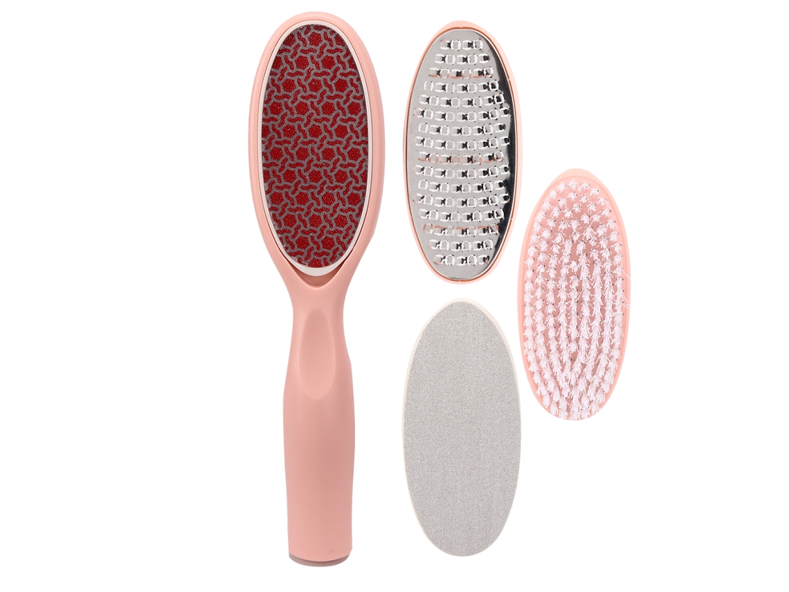 Kit De Pedicure 4 Em 1 Remove Calos E Pele Morta Com Lixa De Pé, Raspador E Escova - Ferramenta Multifuncional