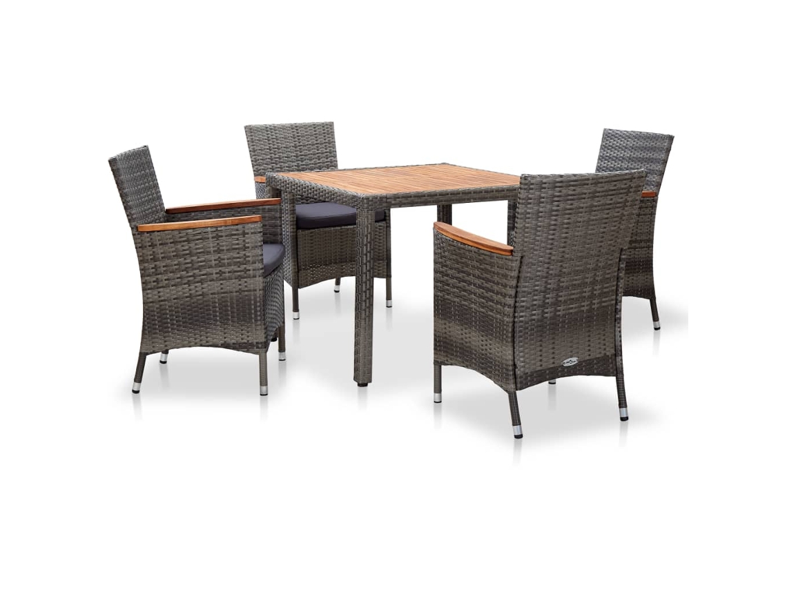 Garden Dining Set, Garden Dining Sets Vidaxl Cinzeto Rattan / Vime (mesa Com 90 Cm De Comprimento)