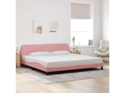 Vidaxl Estrutura De Cama Dover 200x200 Cm Veludo Rosa