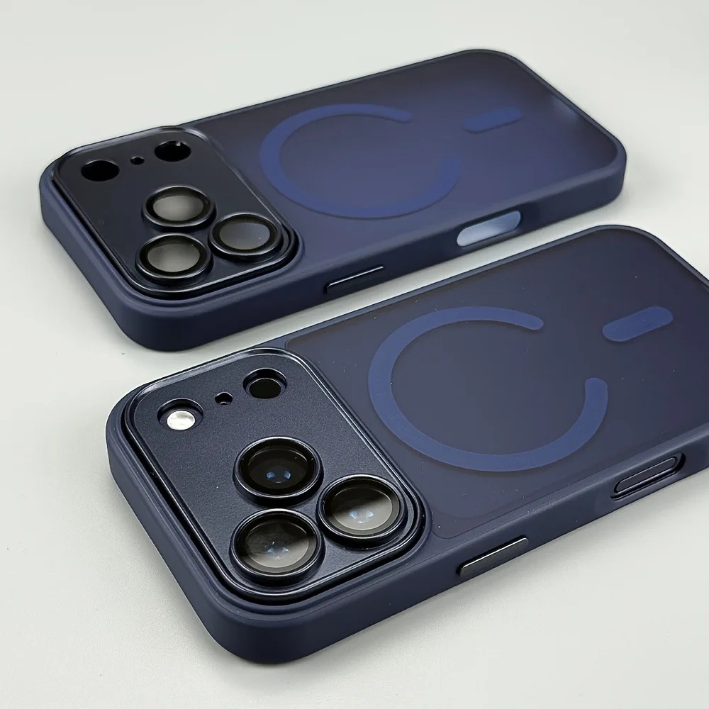 (azul Para Iphone 16 Pro Max) Capa Protetora Semitransparente, Com Fecho Magnético, Resistente A Choques E Quedas.