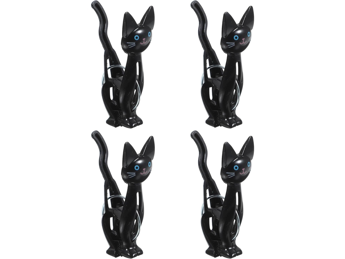 Prendedores De Roupa À Prova Vento Baluue, Com Estampa De Gato Preto, Pacote Com 4 Unidades, Prendedores Termocolantes
