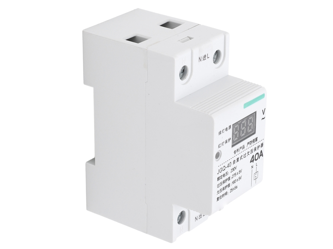 Protetor De Tensão Over/under Din Rail 40a 230v Com Reset Automático E Indicador Redondo