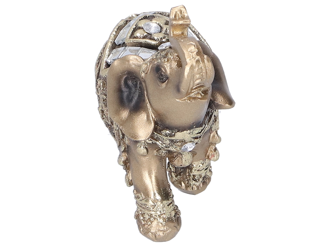 Estátua de Elefante em Resina Dourado para Feng Shui | S/MARCA
