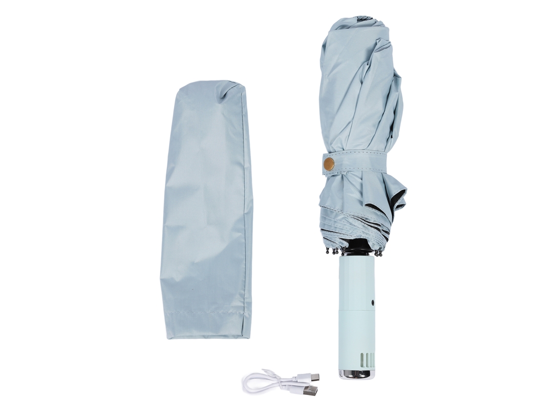 Guarda chuva Ventilador Portátil Automático Verde Sol e Chuva
