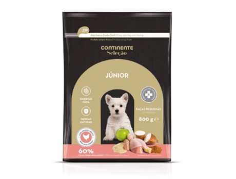 Ração Para Cão Júnior Mini Frango CONTINENTE SELEÇÃO 800 gr