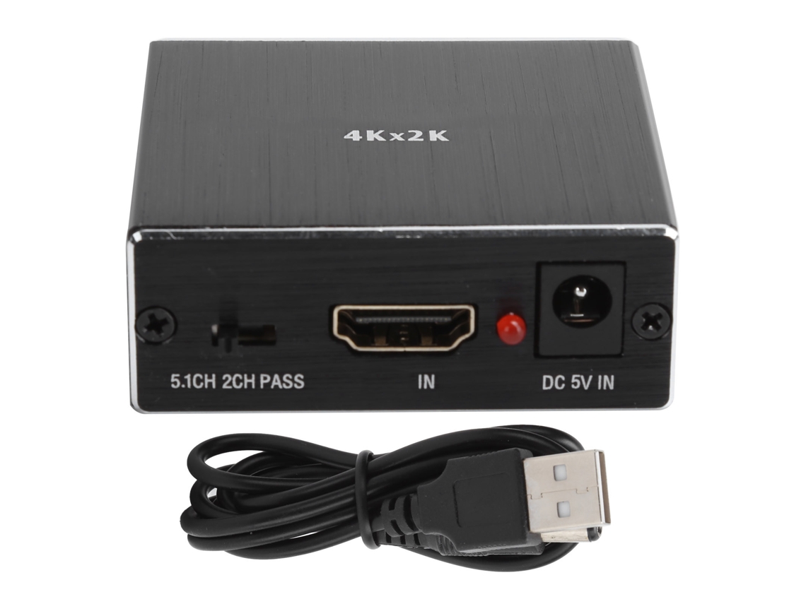 Conversor de Áudio HDMI 4K Extractora Interface Multimídia Hd Plug and Play SPDIF+3.5mm