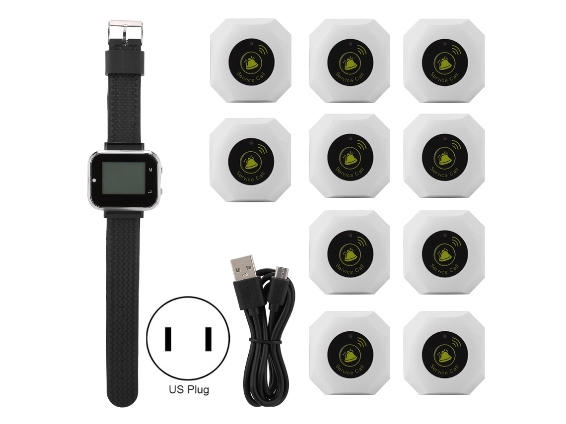 Conjunto De Pager Para Cuidadores Sem Fio Botão De Chamada Inteligente Relógio Sistema De Paginamento Para Restaurantes
