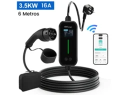Carregador inteligente para veículos elétricos Tipo 2 (3,5 kW 16 A, plugue Schuko) com controle por aplicativo e cabo de 6 m