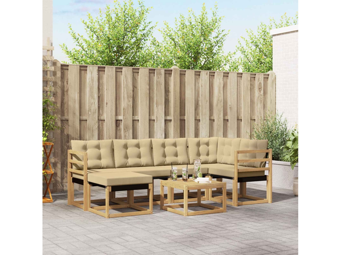 Vidaxl Conjunto De Sofás Para Exterior 7 Pcs Branco E Bege