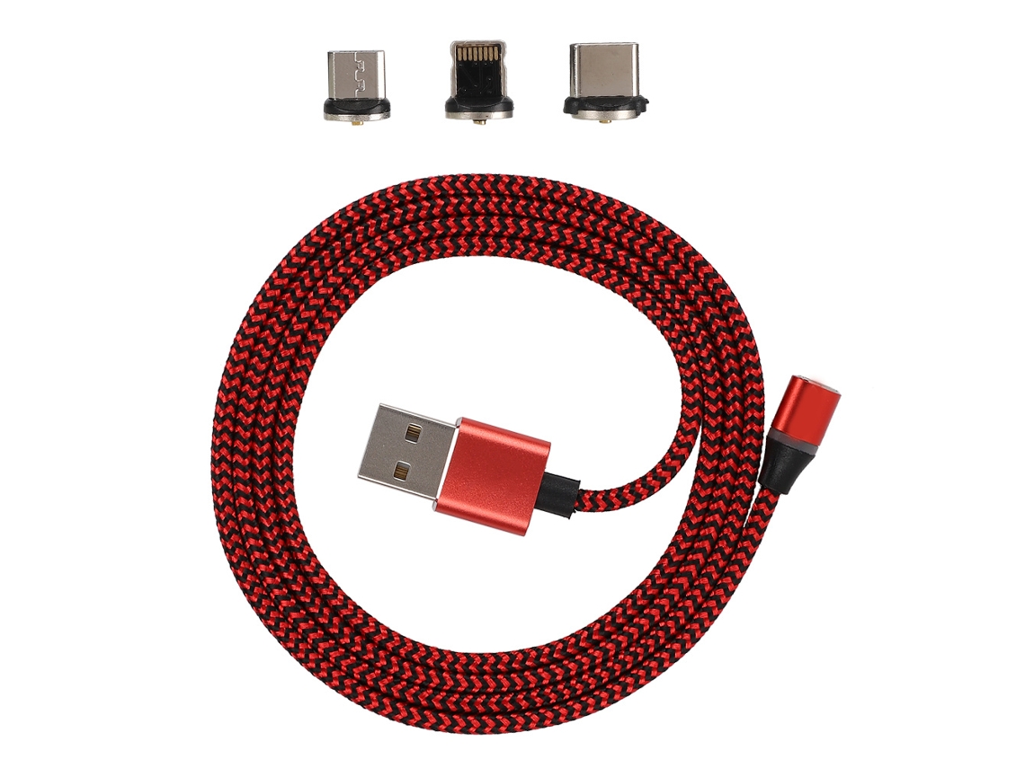 Cabo de Dados 3 em 1 EOOCOO Magnético Circular para Android Lightning Type C (carregamento rápido)