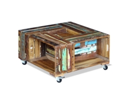 Vidaxl Mesa De Centro 70x70x35 Cm Madeira Reciclada Maciça