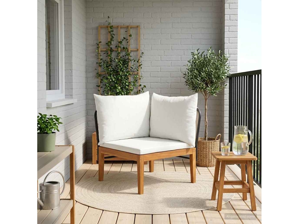 Vidaxl Sofá De Canto De Jardim Com Almofadas Natural