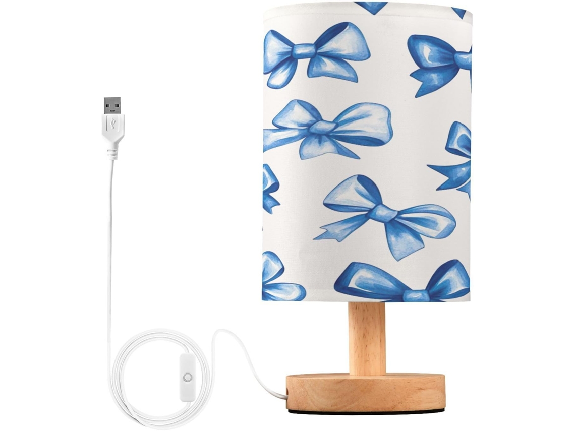 Luminária De Cabeceira Led Pequena Skyshu Com Base Madeira Antiderrapante E Cúpula Que Não Agride Os Olhos, Ideal Para