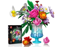Conjunto De Briques «rosas Printanières» Com Vaso (956 Peças) Parfaits Para Uma Decoração Printanière.