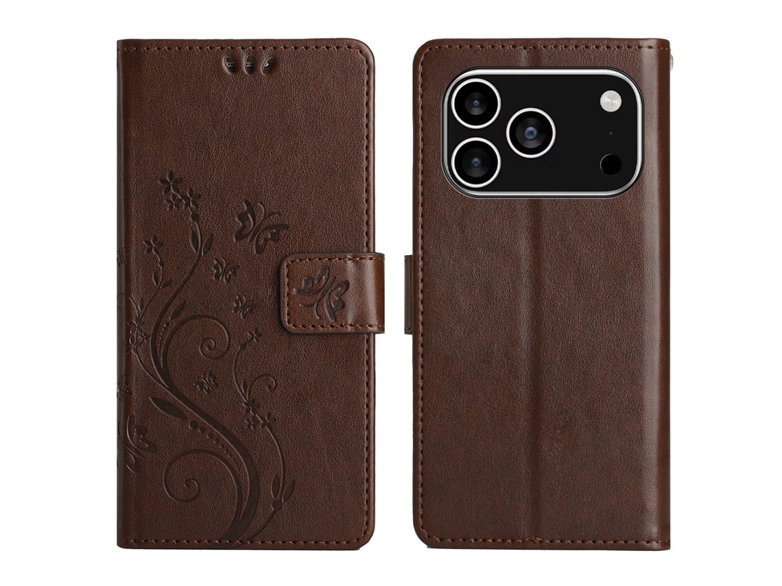 Capa Para Iphone 17 Pro Com Estampa Floral Marrom