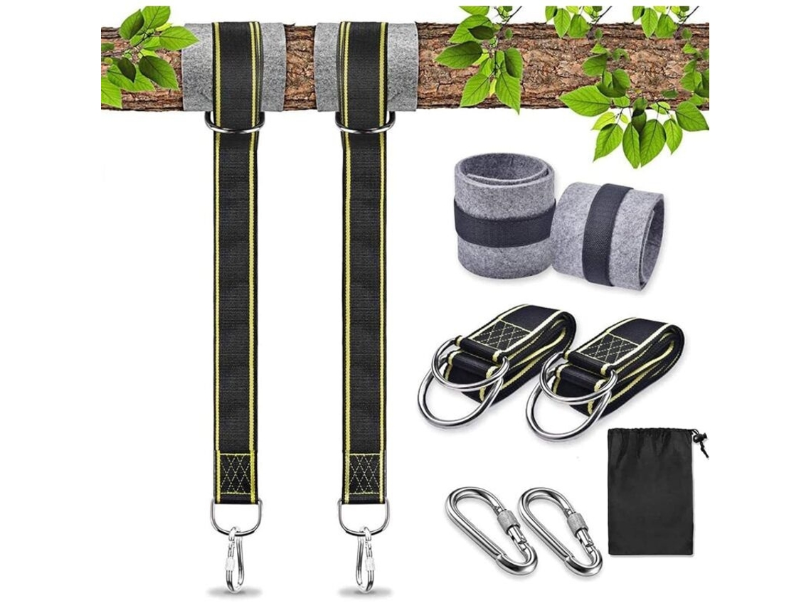 Lurelia Kit De Cintas Para Balanço E Rede, 2 X 1,5 M, Mosquetões E Protetores De Árvore