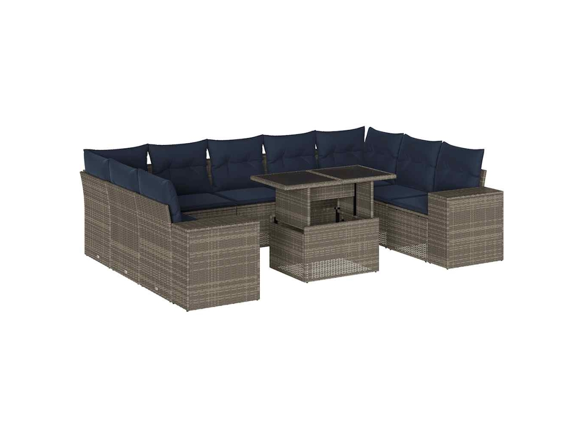 Conjunto de Sofá de Jardim, 10 Peças, Almofadas, Rattan Cinza MAISON EXCLUSIVE