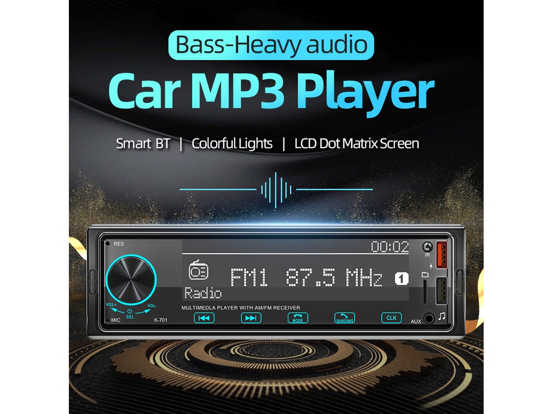 Single Din Car Stereo With Bluetooth Usb Charging Mp3 Player