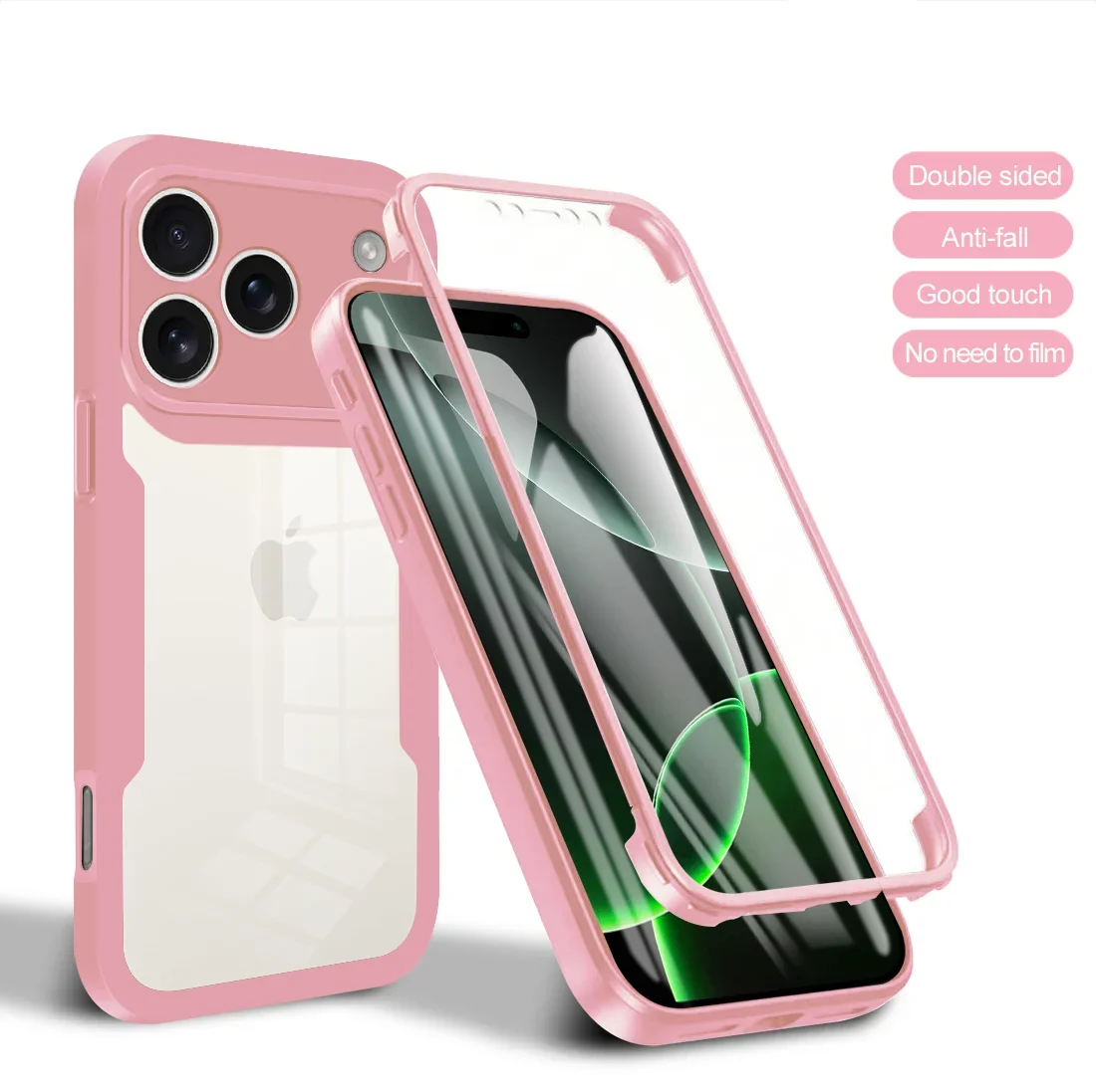 (rosa, Iphone 15 Pro) Capa De Celular Ultrafina E Transparente De Luxo, Com Proteção Total De 360° Contra Quedas.