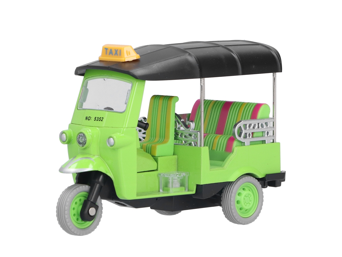 Mali brinquedo Triciclo Tailandês Tuk Tuk de Tração para Trás Modelo de Carro Liga Metálica Verde