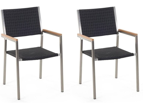 Conjunto 2 Cadeiras de Jardim BELIANI Grosseto (Preto - 55x58x87 cm - Vime)