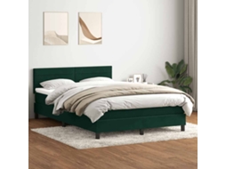 Vidaxl Cama Com Molas/colchão 160x220 Cm Veludo Verde-escuro
