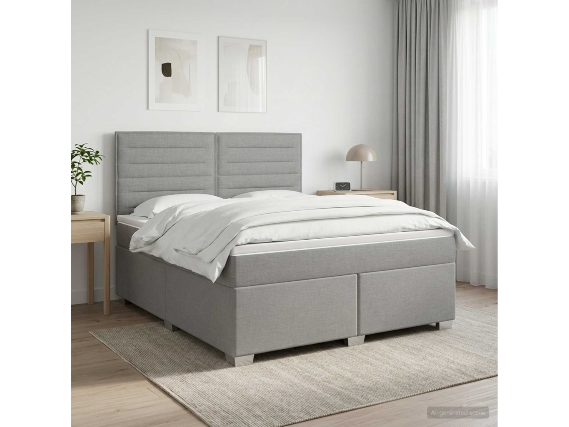 Vidaxl Cama Box Spring Com Colchão Cinzento-claro 140 X 200 Cm Tecido