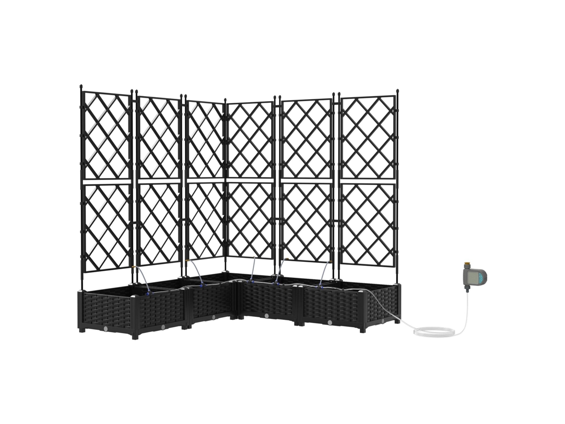 Conjunto 5 Vaso De Jardim Vidaxl Preto Polipropileno (120 X 120 X 126 Cm)