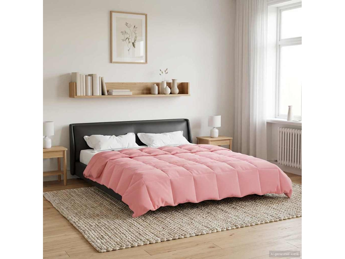Vidaxl Edredom De Verão Simples Rosa 240 X 260 Cm Microfibra